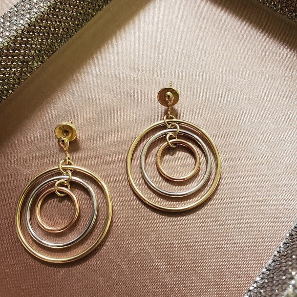 14k Gold Multi Tone Earrings - Picture 3 of 11